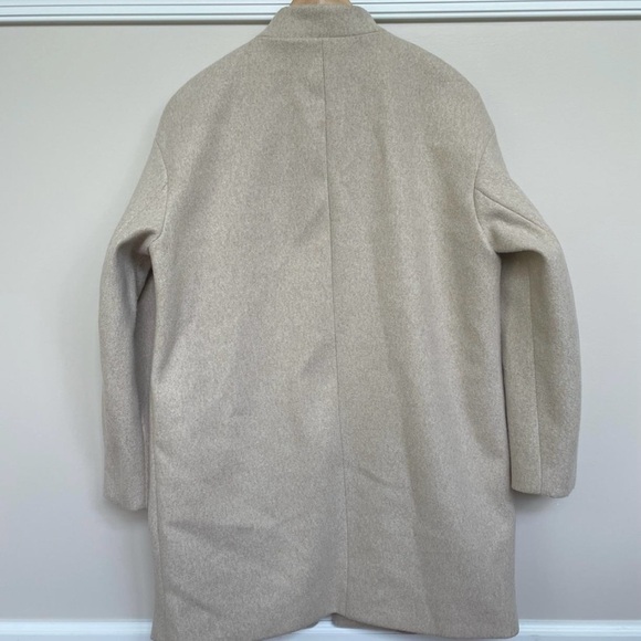 Zara Cream Open-Front Wool Blend Coat - Picture 4 of 7
